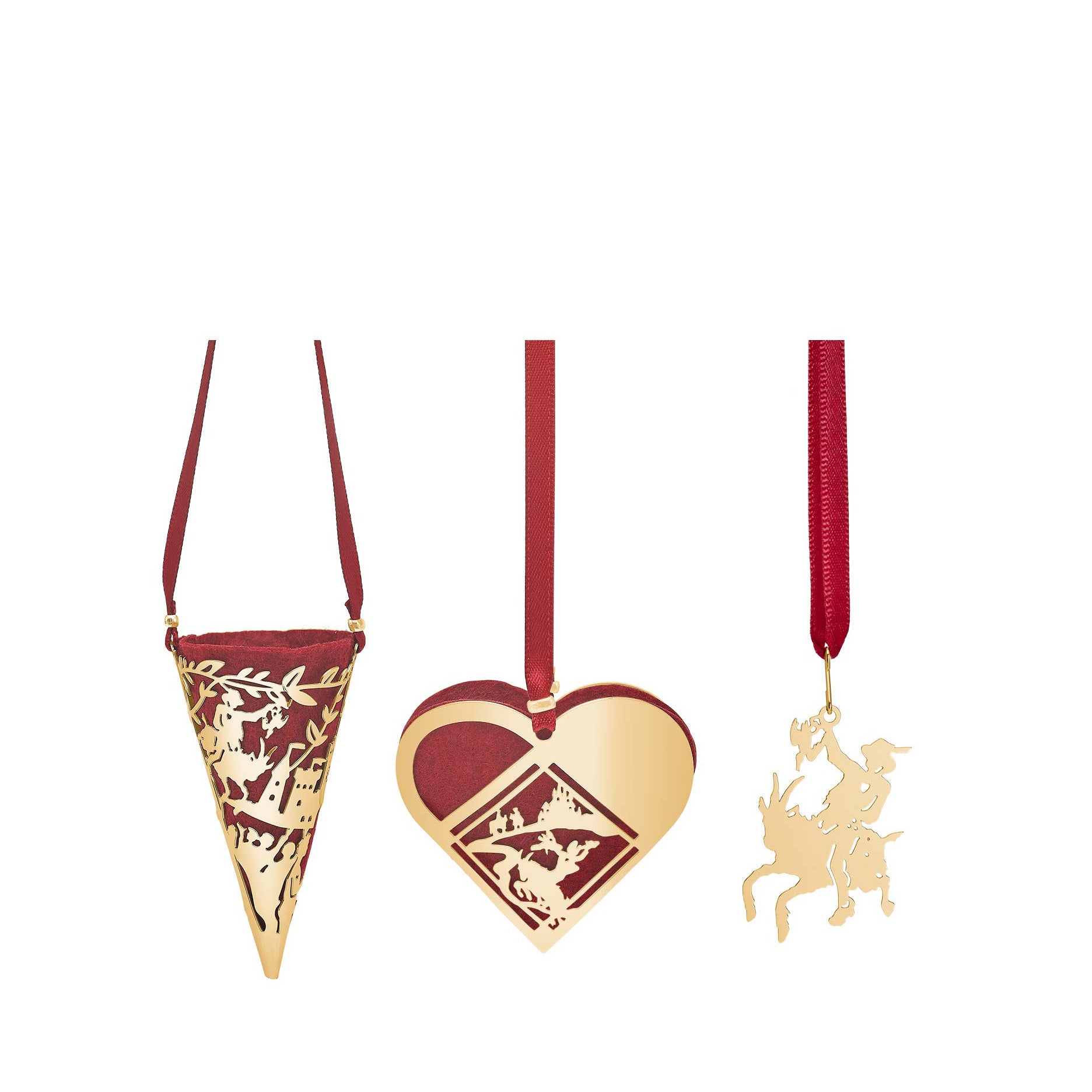 Miniature ophæng 3 stk. Klods Hans forgyldt